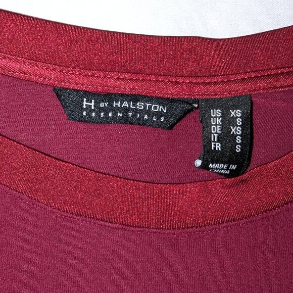 H By Halston | Burgundy Crew Neck Long Sleeve Stretchy Oversized Tee | Size XS - Picture 5 of 13